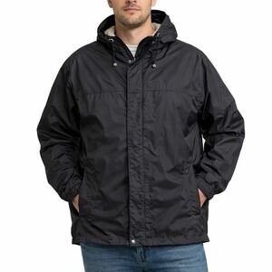 L.L. BEAN Mens XXL Waterproof Hooded Trail Rain Jacket Black Nylon Lightweight